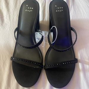 Black Strappy Chunky Heels